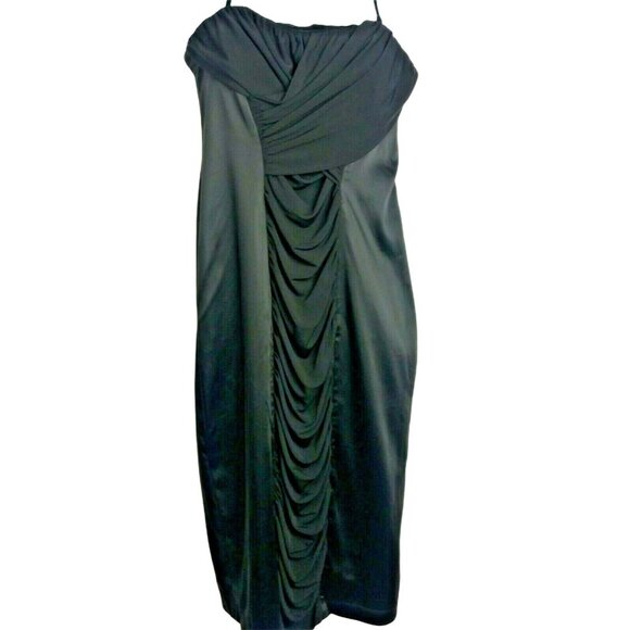 Minimalist Chic Evening Black Dress Bodycon Size 12 Holiday Cocktails Night Out - Picture 4 of 7